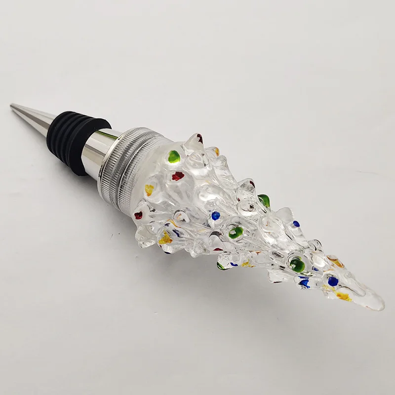 Lighted Up Acrylic Christmas Tree Top Decorative Metal Base Wine Stopper Buy Lighted Up Wine