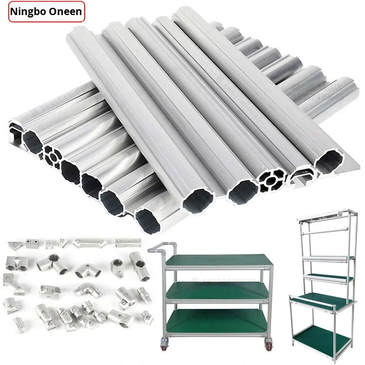 product 1000 series third generation aluminum alloy lean pipe fittings connector joint anodized linear bar profile tube-12