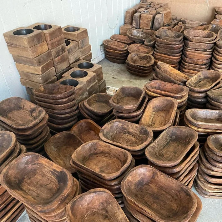 Factory Supplier Rustic Wooden Dough Bowls For Candle Making Acacia