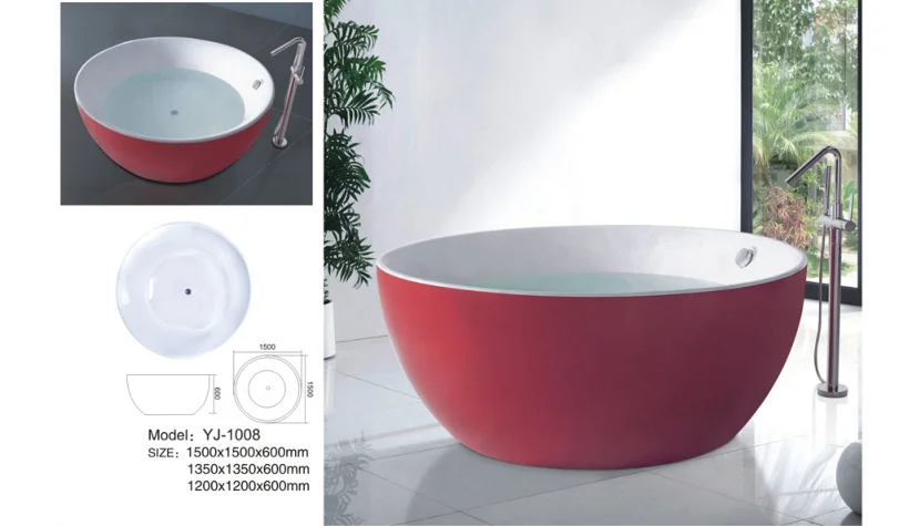 YJ1008 QIMEI brand  Five stars hotel standard New  oval shaped acrylic bathtub