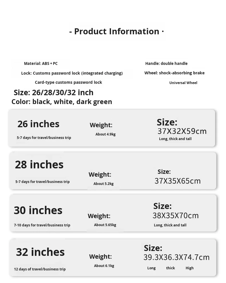 product 28 inch reinforced thicken aluminum frame travel luggage large capacity pc suitcase anti theft password front open trolley case-17