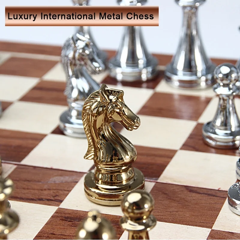 Quality Zinc Alloy Metal Chess Table Set Classic Game Collection Metal