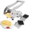 French Fry Cutter, Stainless Steel Potato Slicer Vegetables Fruit Chopper with Interchangeable Blades & Strong-Hold Suction Pads