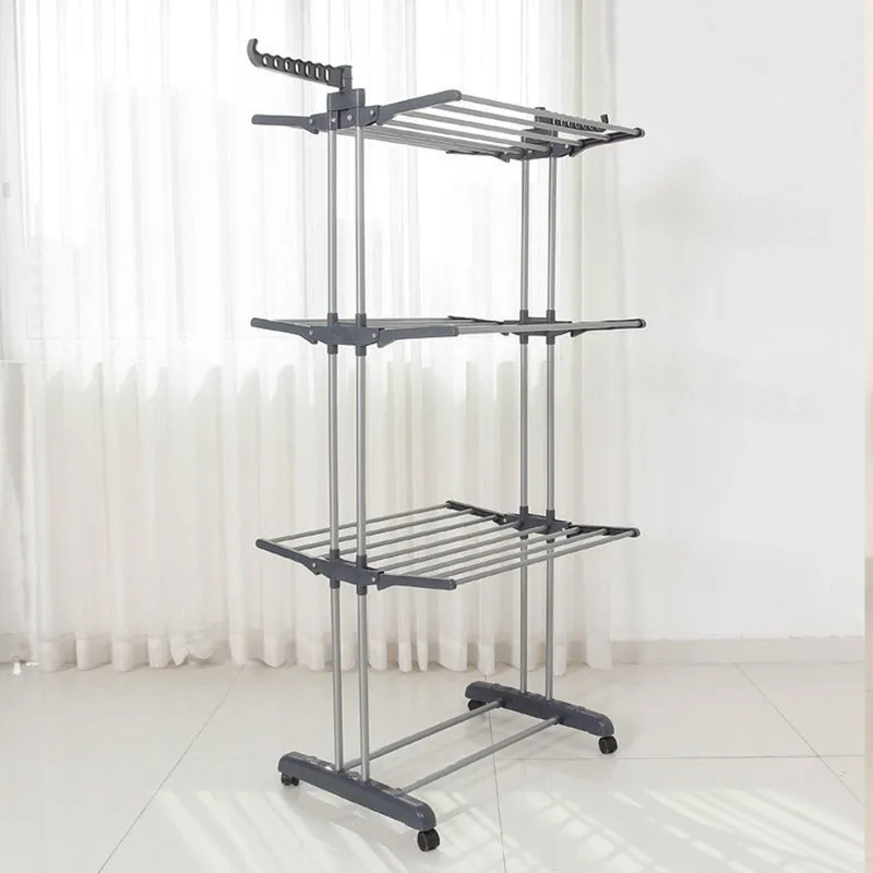3 Tier Layers Movable Cloth Racks Space Saving Cloth Drying Rack ...