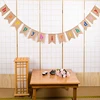 Jute banner Happy birthday party flags Christmas decoration triangle Wave shape Craft decoration banner wedding home hotel Use