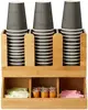 6 Compartment Bamboo Upright Coffee Breakroom Condiment and Cup Storage Organizer, Brown