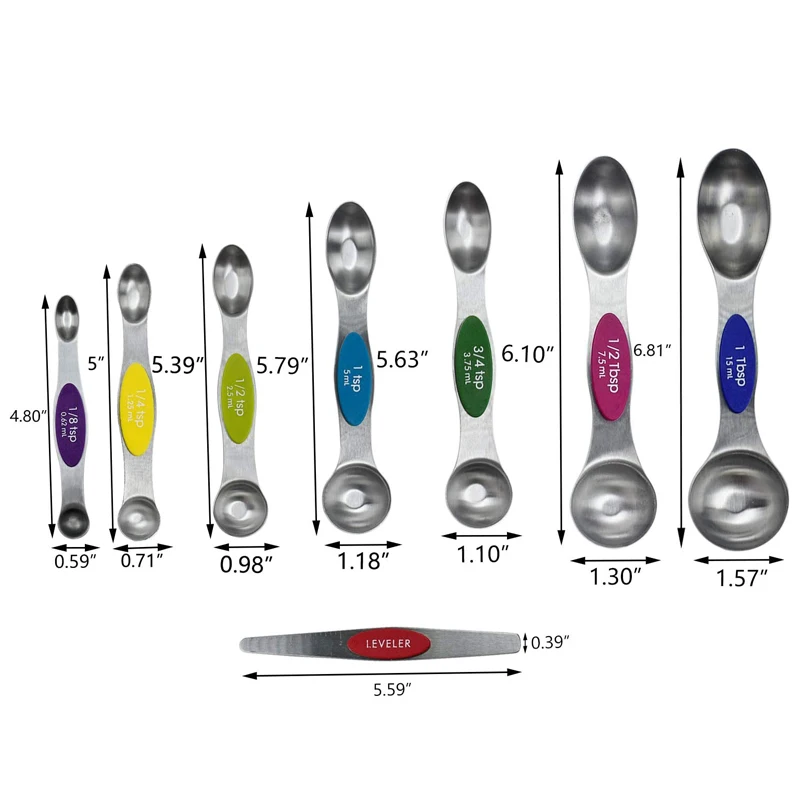 Premium Magnetic Double Ended Stainless Steel Measuring Spoons Set