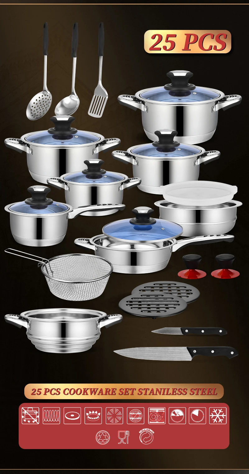 New Products Cheap Price Manufacturer 30pcs Stainless Steel Cookware