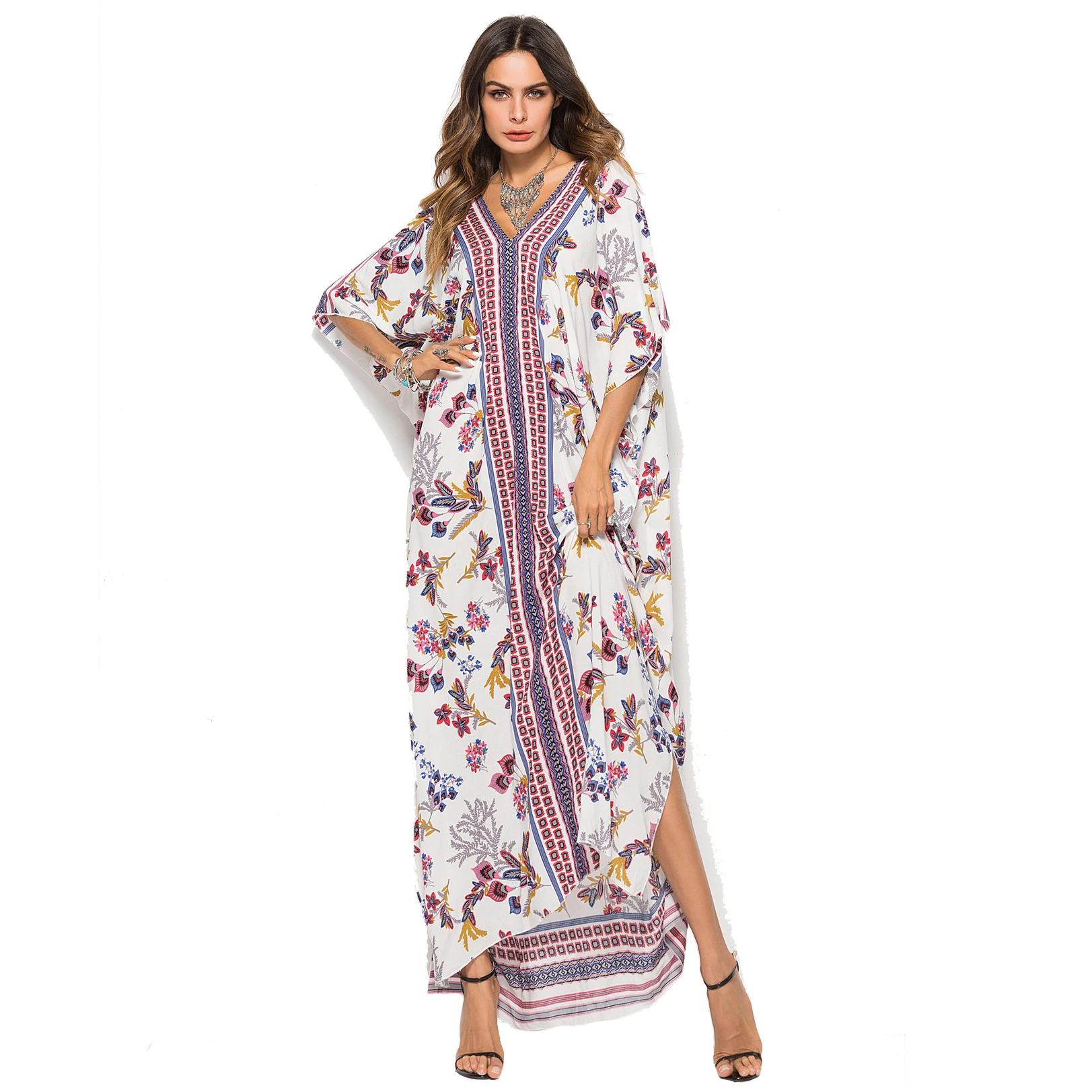 
Hot sell summer south America style embroidered women long beach wear fashion Maxi casual Dress 