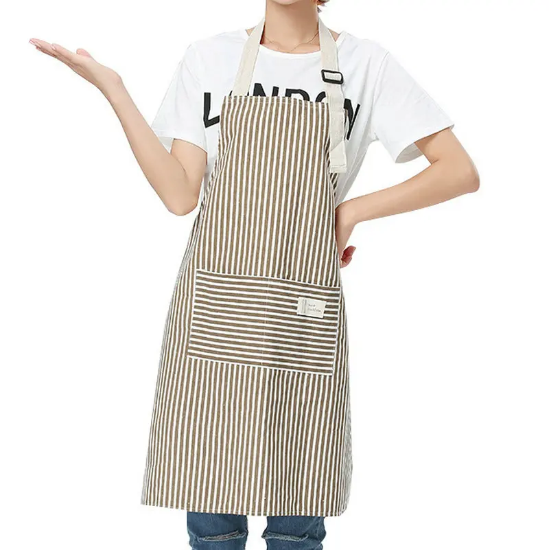 可调节棉麻烹饪烘焙围圈女式围兜舒适烹饪厨师防水防污围圈