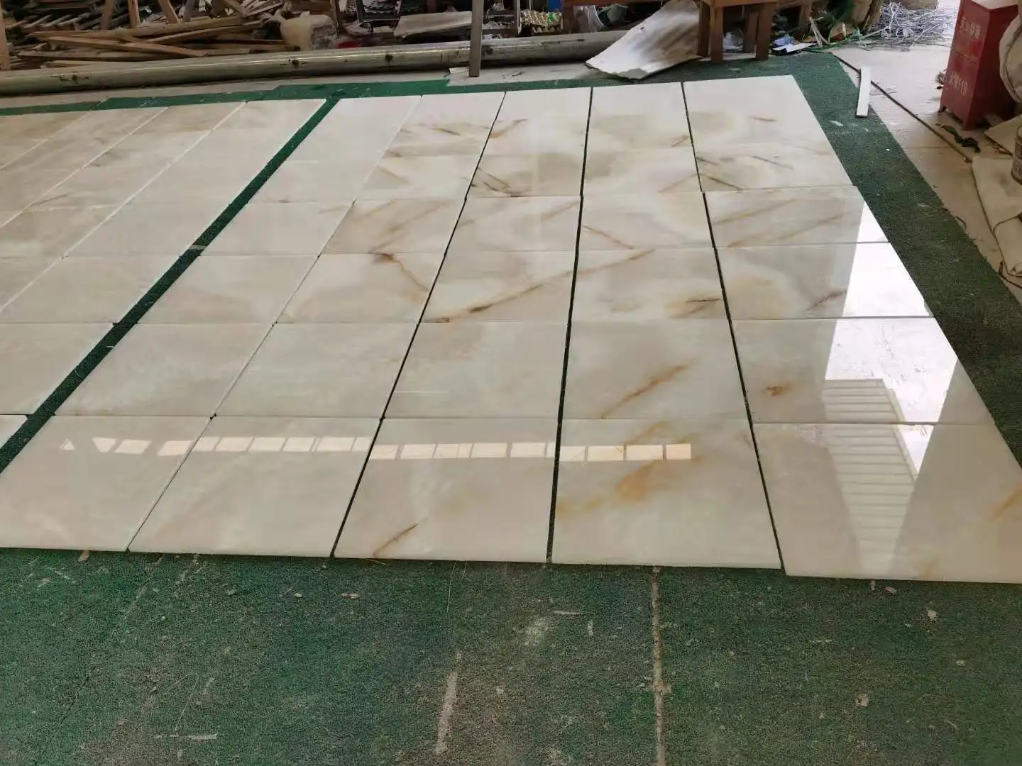Gold Veins Afghan White Onyx Marble Tiles