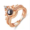 ML001 Trade assurance S925 sterling silver ring 100 languages I love you crown combination ring for girl friend gift wholesale