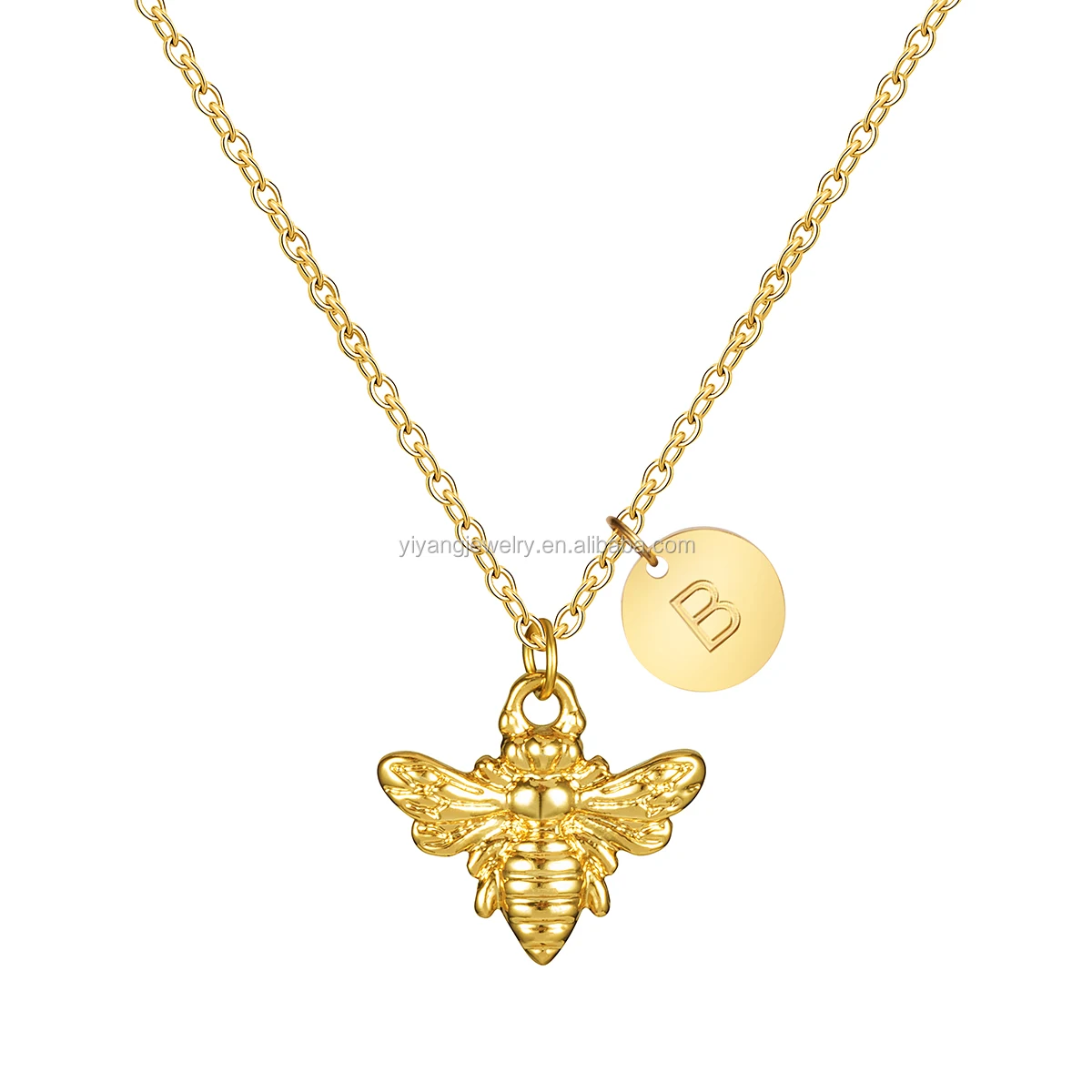 New Design Bee Happy 18k Gold Plated Bee Pendant Name Necklace Buy Gold Bee Necklace Gold Chain Necklace With Name 18k Gold Plated Necklace Product On Alibaba Com