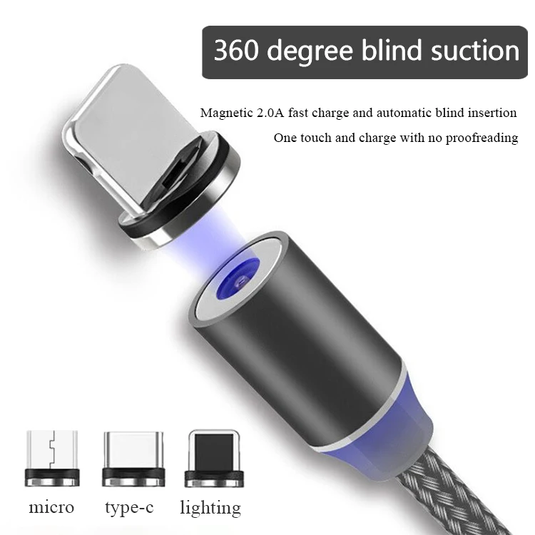 Led usb magnetic cable charger 360 degree rotation magnetic usb cable 3 in 1 usb magnetic cable charger - ANKUX.COM