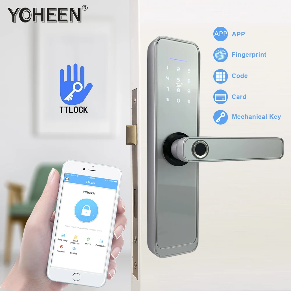 European Mortise Smart Door Lock Wifi Bluetooth App Electronic Keypad