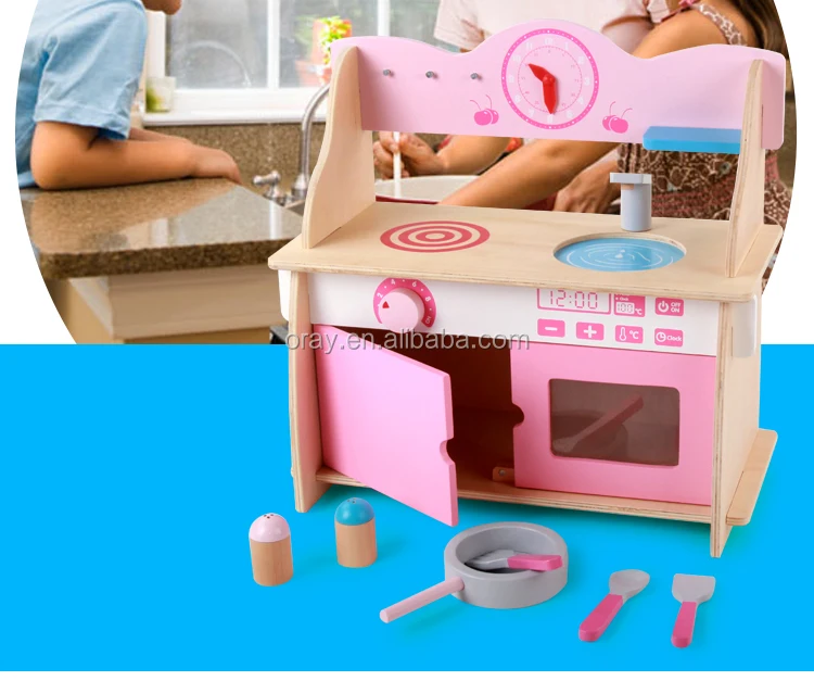 Wholesale children's kitchen set wooden toys pretend cooking small role play simulation educational washing game for kids