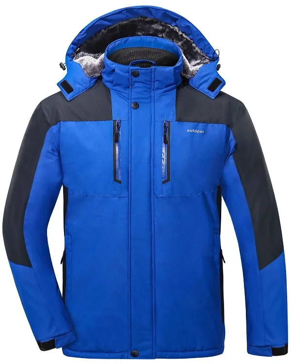 Waterproof Winter Parka Men's Hooded Jackets Super Warmth Thicken Fleece Coat With Zipper Pockets Wi