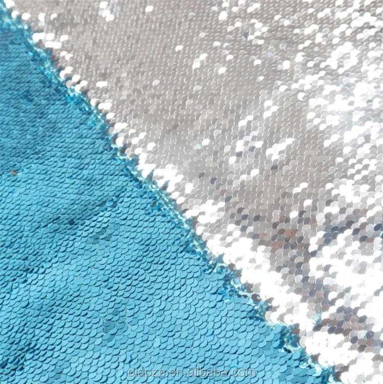 Wholesale Custom Sequins Reversible Stretch Sequined Silver Fabric For