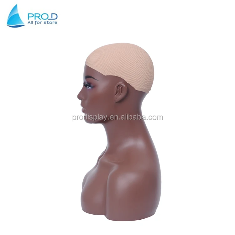 European and American wig jewelry display head model with exquisite and exaggerated makeup, dark skin tone model head