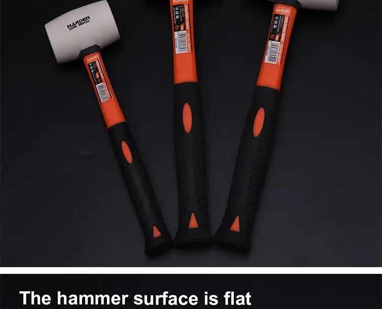 White Rubber Mallet Hammer Double Faced Head Fiberglass Handle Hammer
