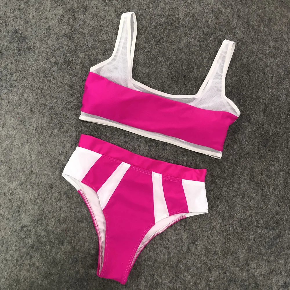 Free Shipping New Two Pieces Custom Design High Waist Bikini Swimwear ...