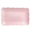 pink ceramic dinner plate fine China Rectangle Embossed Lace Plate-1 Piece (12 Inches, Pink)
