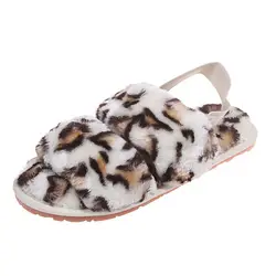 Myseker Wholesale Women Furry Comfortable Fluffy Slippers Faux Fur Fox Slide Sandals Custom Real Fur For Slides