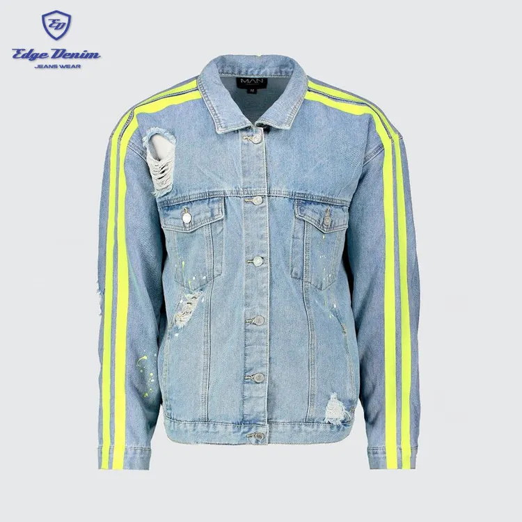 denim jacket yellow stripe
