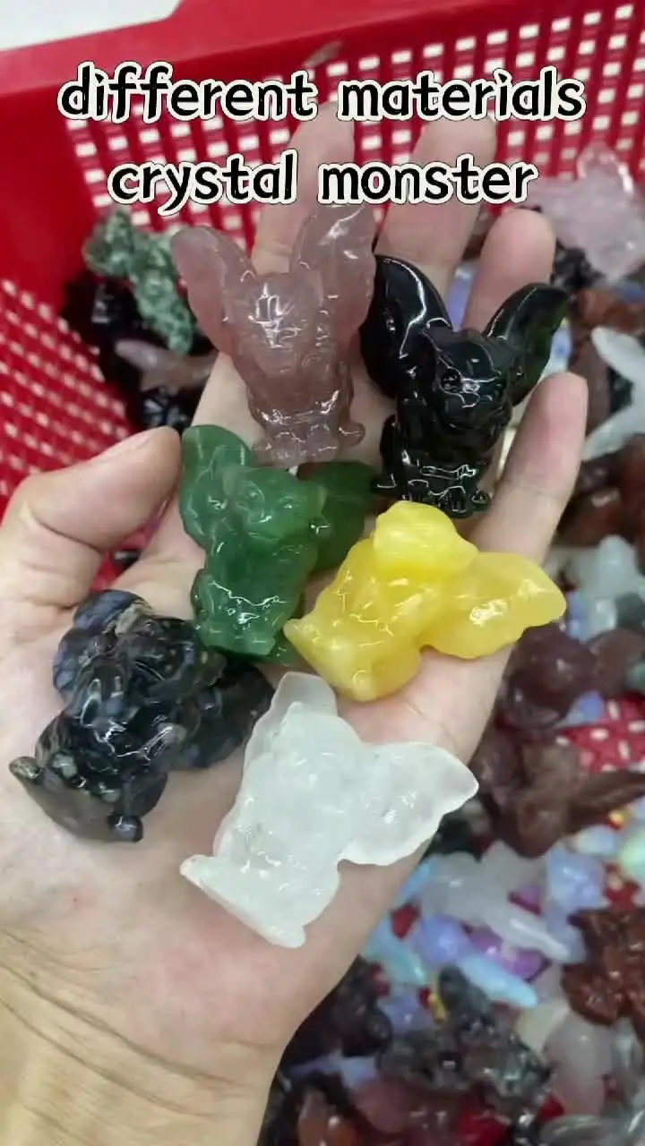1.5 Inch Crystal Dragon Figurine Natural Healing Semi-Precious Stones  Crystal Monster Statue