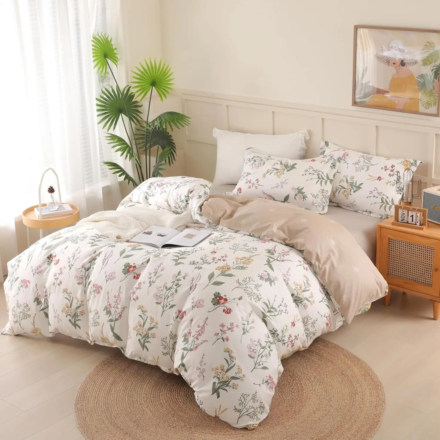 100% Cotton Leaf Pattern Duvet Cover Set Soft 3-Piece Bedding Comforter Cover with Leaf Pattern Elegant and Cozy manufacture