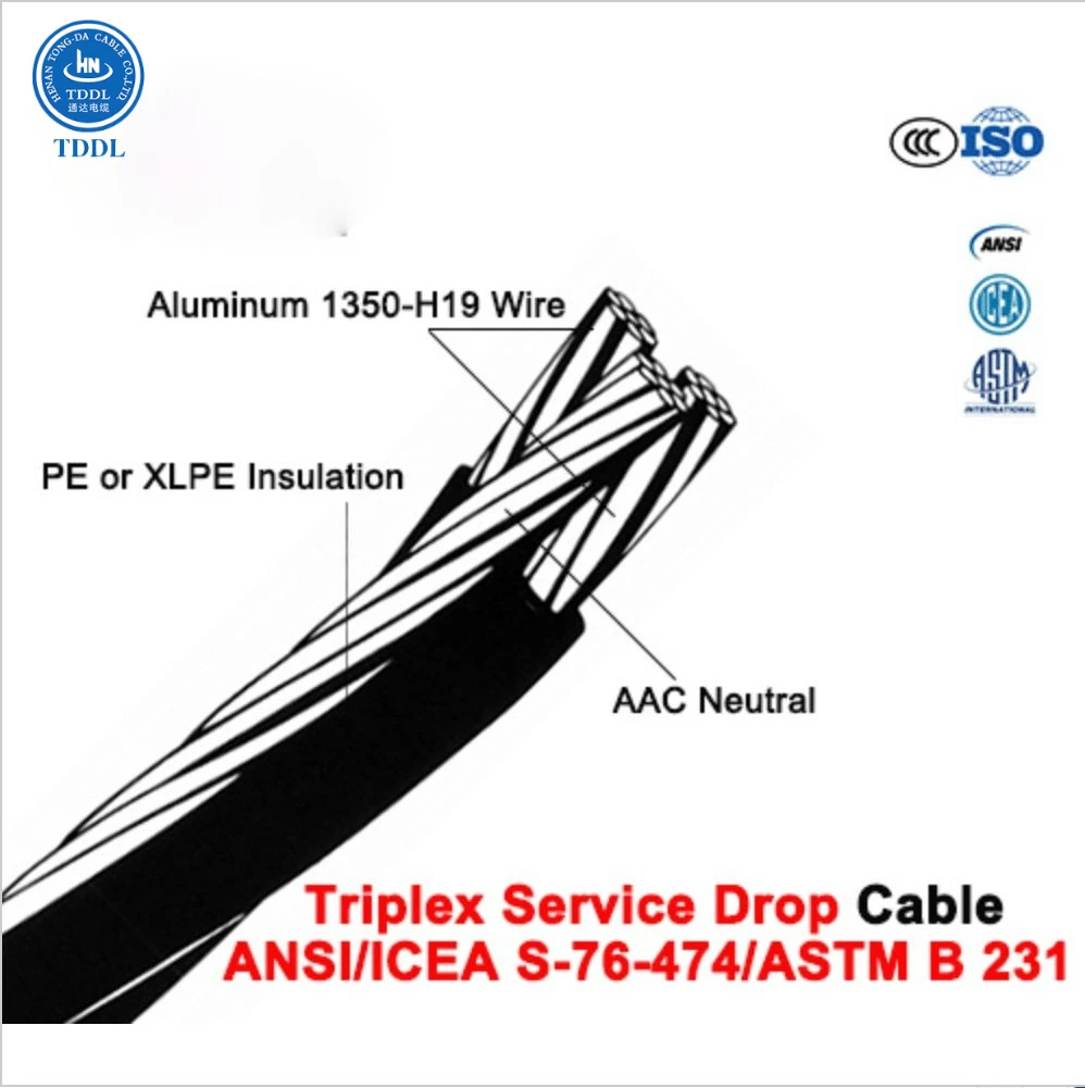 Triplex Service Drop Aluminum Conductor XLPE Insulated for supply power ICEA S-76-474 - ANKUX.COM