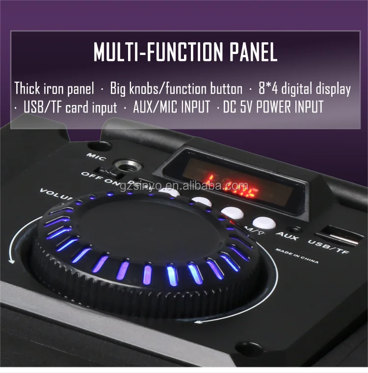 0EM double 8 inch karaoke subwoofer portable trolley speaker with LED Colored lights/Bluetooth Wireless Charging sound box - ANKUX.COM