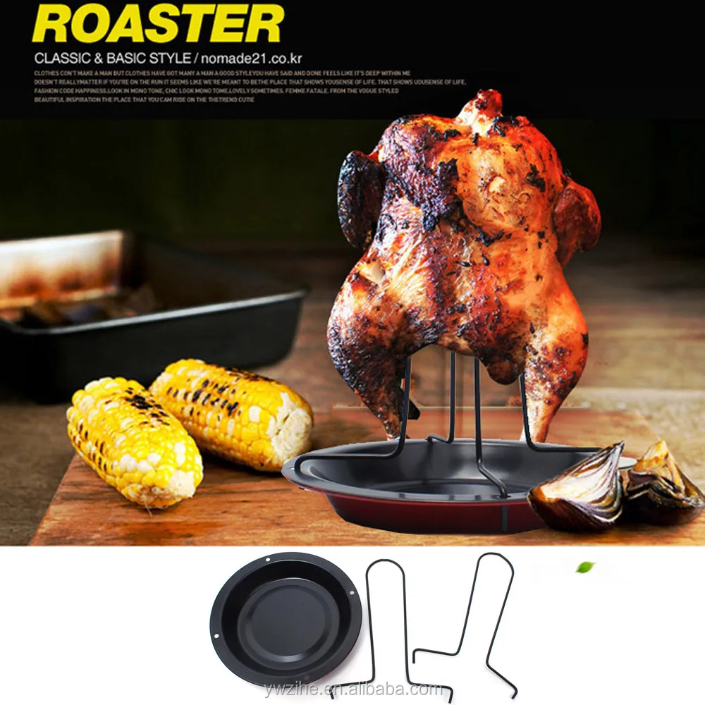 Kitchen Outdoor BBQ Tool Chickens Duck Holder Rack Grills Roasting Stand R3U4 