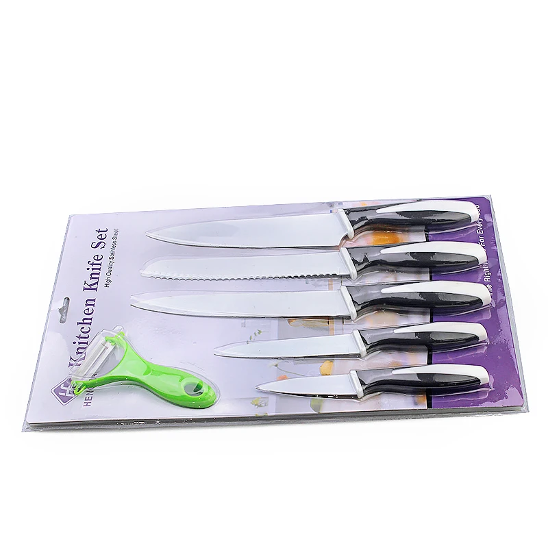 1100019 Double Handle Colorful Knife Set White Blade Nonstick Knife
