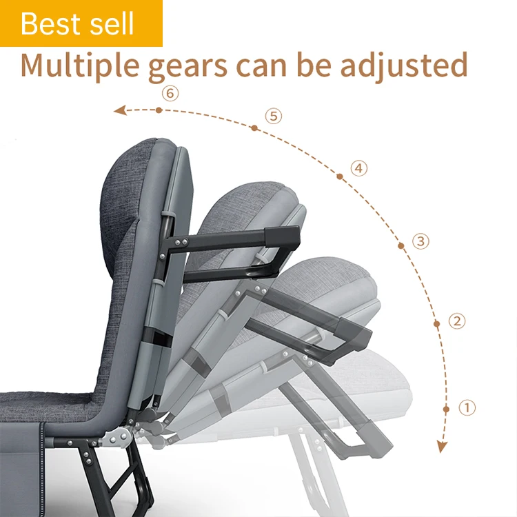 Reclining Folding Bed With Back Adjustable Camping Fishing Folding