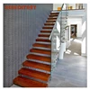 Prefab led oak wooden treat glass panel stair diy build floating staircase