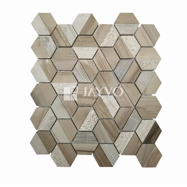 Yunfu Hot Sale Exterior Wall Tile Grey Color Irregular Stone Mosaic Art Design Tiles Golden Select Mosaic Wall Tile