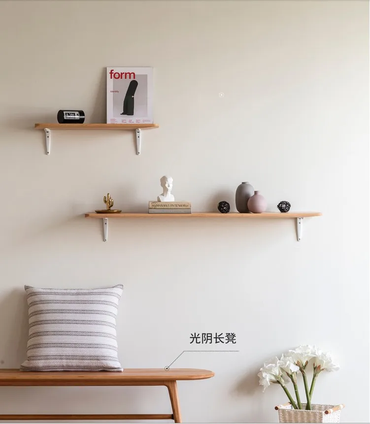 Set Of Rustic Wood Wall Mounted Storage Floating Shelves