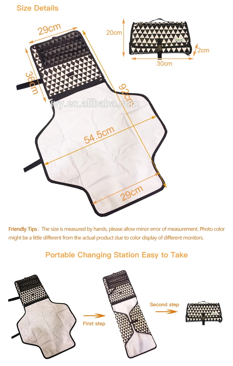 Fashion Design Foldable Portable Baby Changing Pad With Storage