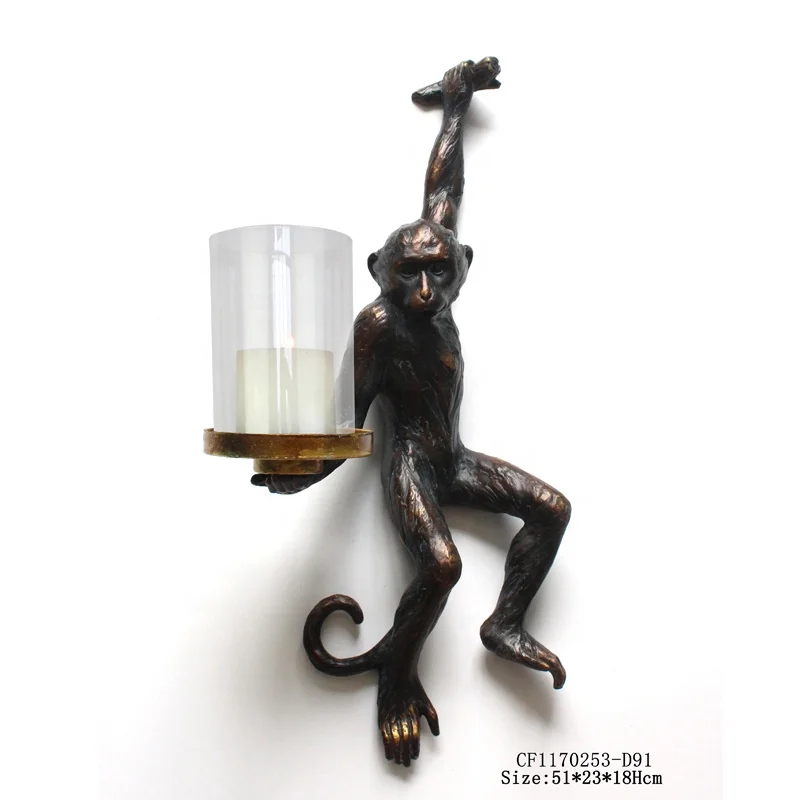 Naughty Monkey Statues Candle Holder Wholesales Naughty Custom Resin Home Decoration Candlestick Holder for Wall Decor manufacture