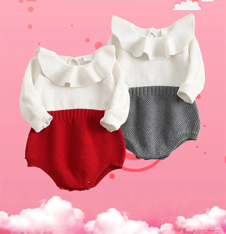 Knitted Romper Long Sleeve Infant Cartoon Romper Bunny Sleeve Long Winter Jumpsuit Newborn Baby Gift Set Clothes