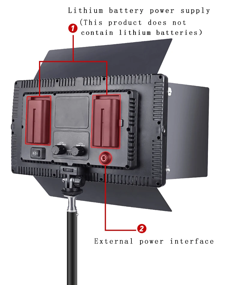 Dimmable LED Video Light Panel 12inch 60W 3200-5600K Photography Shooting with 2M Light Stand for Photo Studio