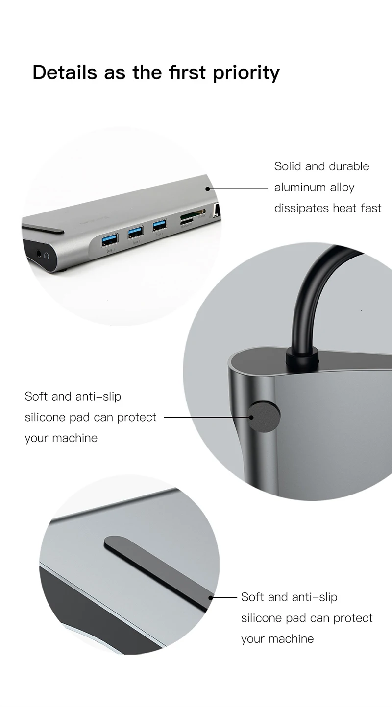 Multi 10 in 1 USB Type C HUB to HDMI VGA RJ45 USB 3.0 HUB Converter with SD/TF Card Reader Audio USB C Adapter for MacBook Pro - ANKUX.COM