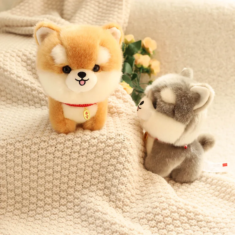 CustomPlushMaker offers wholesale 20cm plush puppy toys, featuring husky and corgi cloth dolls that simulate real animals：cute plushies