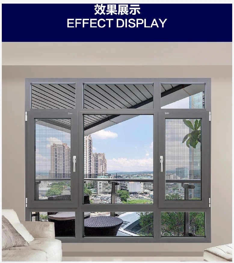 86 Aluminum Window With Security Mosquito Screen Casement Window
