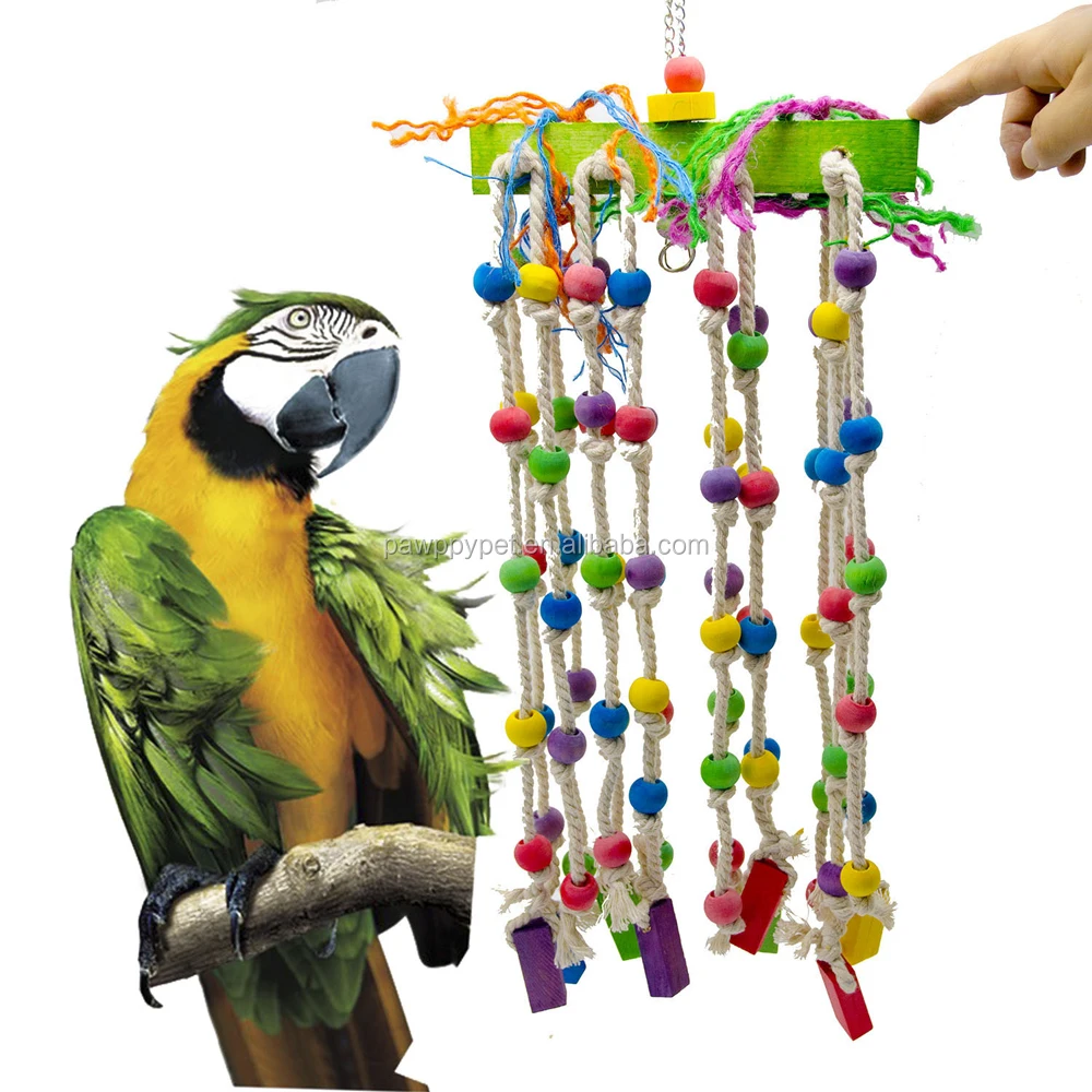 Bird Chewing Toy With Bird Perch Nature Wood Stand,Parrot Cage Bite
