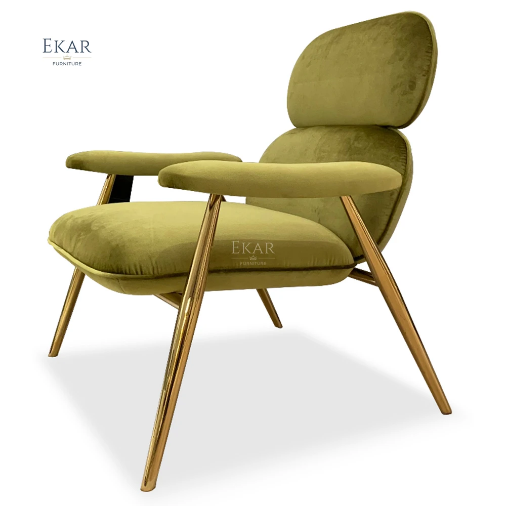 product ekar furniture luxury modern leisure chair metal frame upholstered backrest leisure chair-63