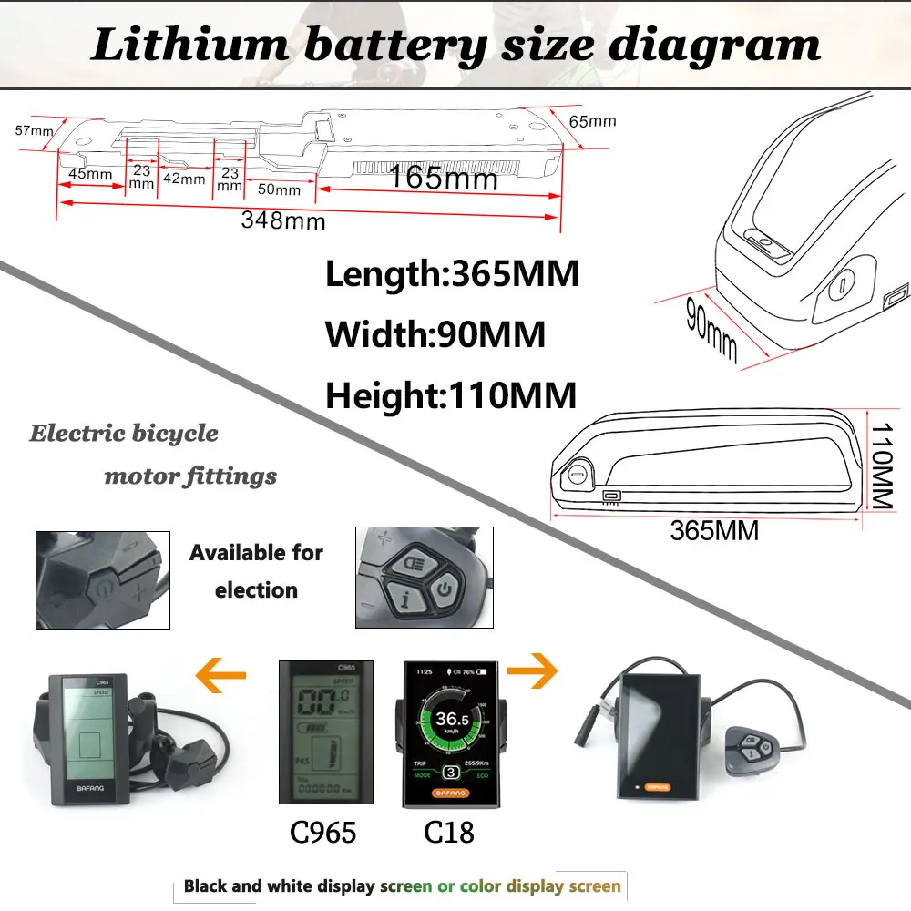 Free Shipping 48V 750W BBS02 Bafang/8Fun mid drive electric motor kit with 48V 13Ah Li-ion down tube ebike battery