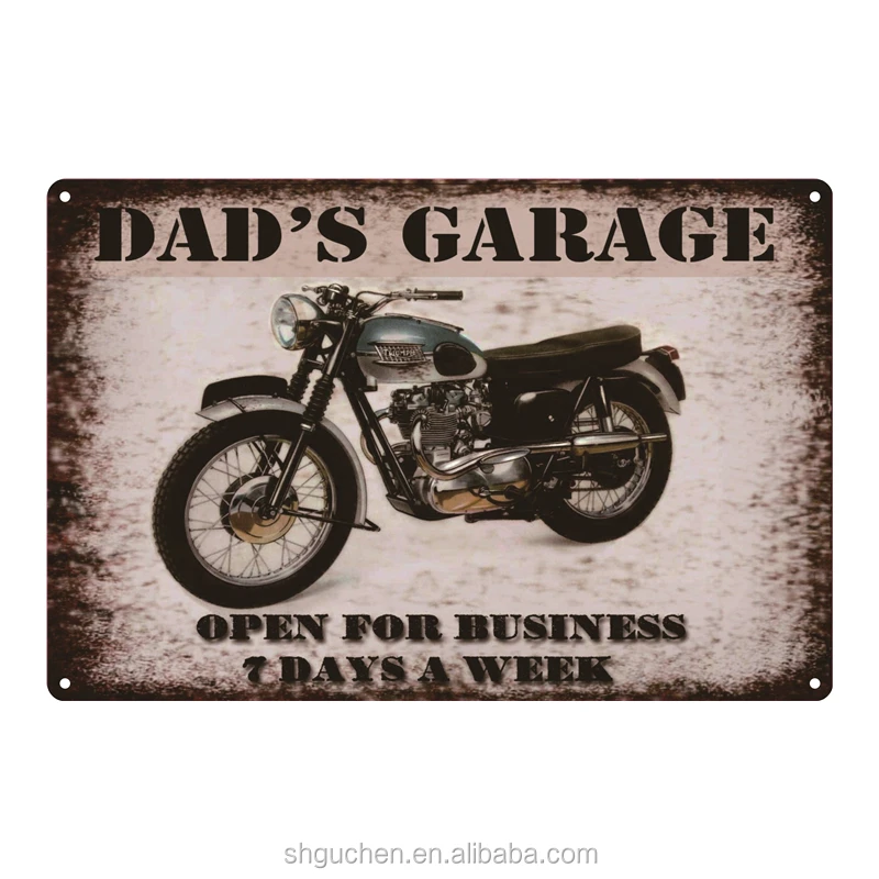 Metal sign plaque Vintage Retro Style My Garage My Rules MANCAVE Tin 20 x 15 cm 