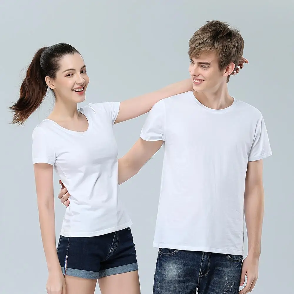 Cheap Promotional 1 Dollar Plain Cotton Men Women Unisex Crew Neck Short Sleeve White In Bulk T